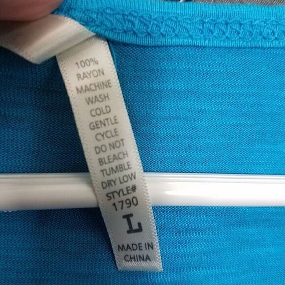 Color Story Large Electric Blue Short Sleeve Pocket Tee Shirt Top T Shirt NWOT - Picture 9 of 13